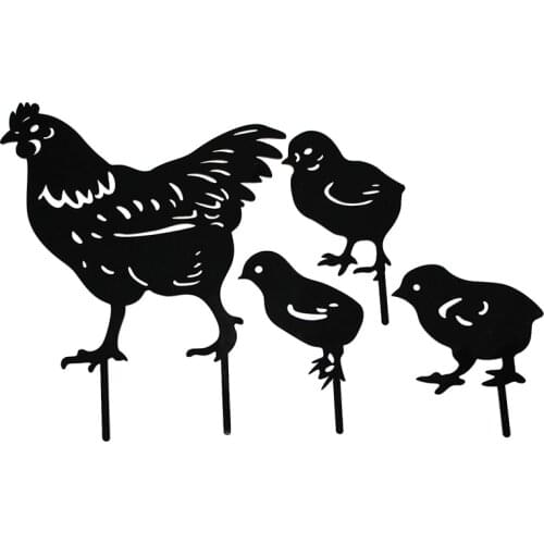 AT69 -Chicken Yard Art Outdoor Garden Statues Backyard Lawn Stakes Metal Hen Yard Decor Gift Garden Acrylic Statues Decor