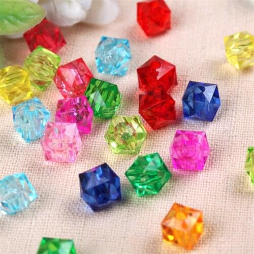Free Shipping 12mm 14MM Colorful Acrylic Cube Beads Transparent Colors Sqaure DIY Jewelry Beading Beads Spacer Beads