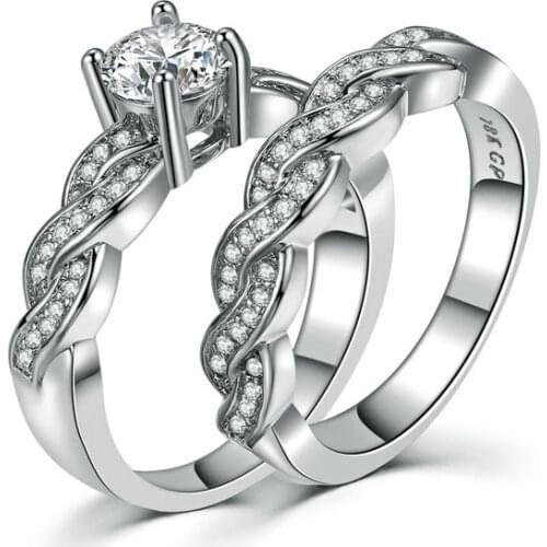 CC Jewelry Rings For Women Fashion Jewelry Double Cincin Wanita Bridal Wedding Engagement Ring Chic Accessories Bijoux CC1158