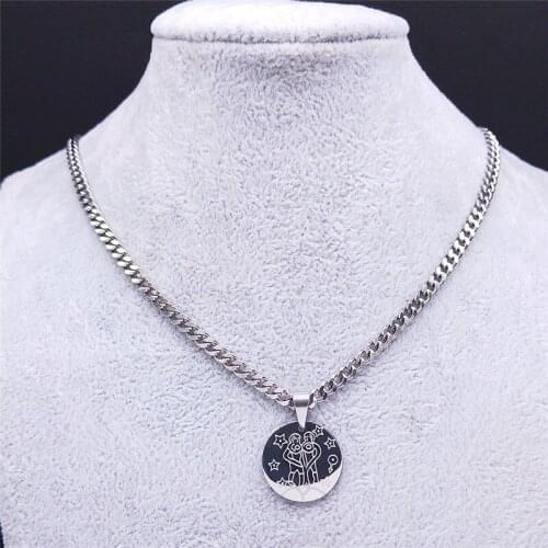 12 Constellations Stainless Steel Gemini Chain Necklaces Women Hip Hop Choker Necklaces Jewelry regalo mujer 2021 N9207S03