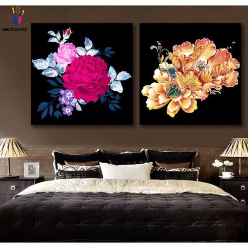 DIY colorings pictures by numbers with colors Golden wedding peony picture drawing painting by numbers framed Home