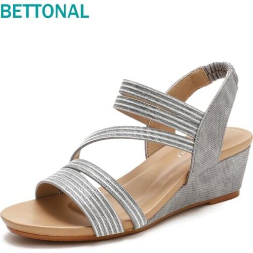 Elegant Party wedge sandals women shoes for woman casual gladiator Shiny Rhinestone summer ladies sandles sandalias Comfortable