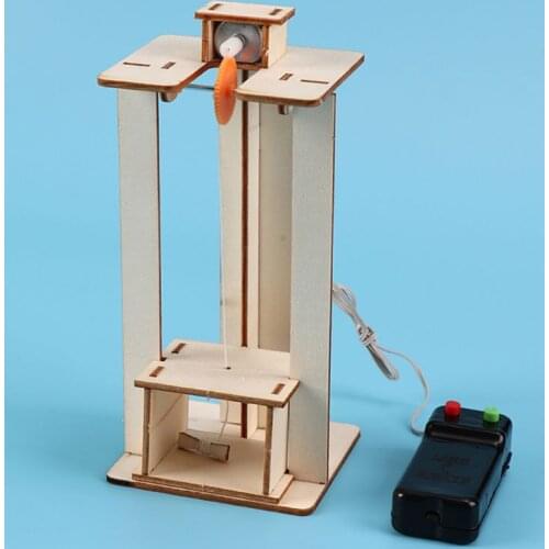 Electric Elevator Lift Model Science Experiment DIY Wood Electric Lift Kids Toy Child Physics Toy education Electric Lift Toy