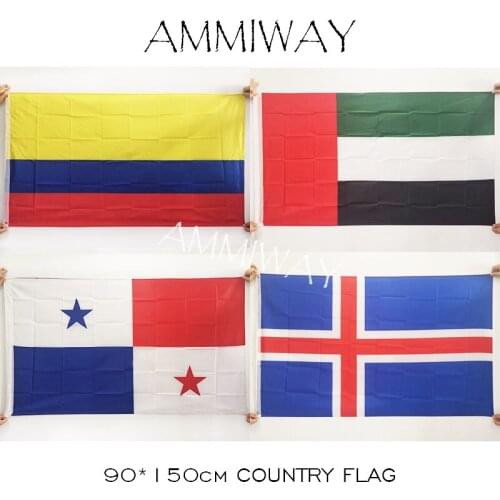 AMMIWAY 90*150cm 3x5 ft Columbia United Arab Emirates Panama Iceland National Flag Party Home Decoration Custom Flags and Banner