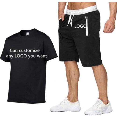 Mens T shirt Custom Logo Car Anime Funny Print T Shirt Mens Hiphop Cotton Short Sleeve high quality Men T-shirt+shorts suit 2pcs