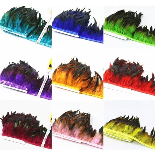 Wholesale 5 Meter Chicken Rooster Tail Feather Trims Ribbons 10-15CM Strip for Dress Skirt Clothing Making Wedding Decoration
