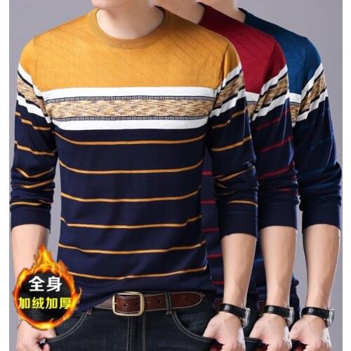 Men Autumn Winter Sweater O-Neck Casual Striped Sweaters Pullovers Long Sleeve Comfort Fashionable Versatile 2020 Hot