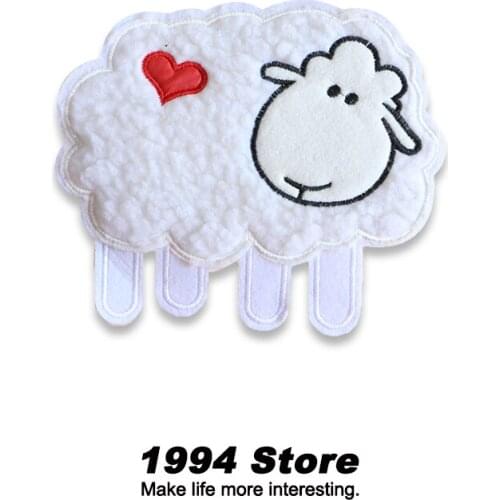 White Cute Sheep Animal Pattern Embroidery Patch DIY Personality Fashion Boy Girl Clothes Jacket Fabric For Sewing Accessories