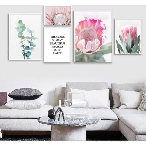 Pink Flower Botanical Canvas Art Poster Nordic Style Decorative Print Wall Painting Scandinavian Decoration Picture Home Decor