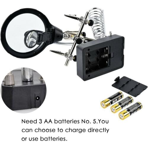 360 Degree Rotation LED Lamp Stand Desk Magnifier Repair Tool Welding Workbench