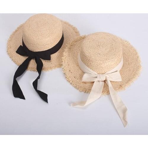 2021 New Raffia Sun Hats Bowknot Straw Hat Summer Beach Sombreros De Sol for Women Beach Accessories Chapeau Paille Cap Caps