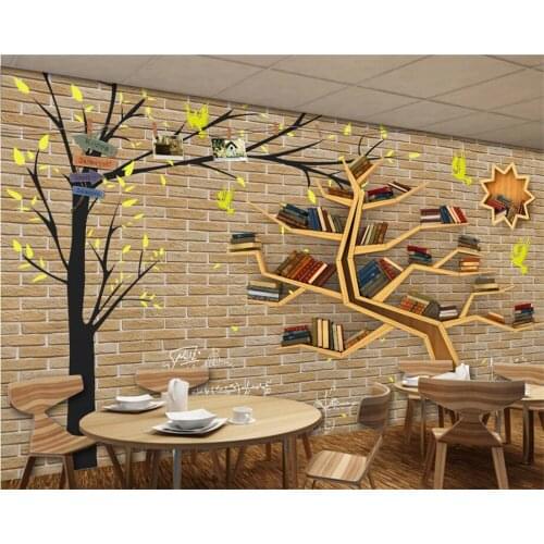 Beibehang Custom Wallpaper Living Room Bedroom Background 3d Wallpaper Abstract Tree Brick Wall TV Sofa Background wallpaper