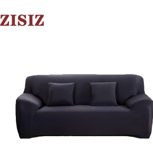 ZISIZ Solid Color Elastic Sofa Cover Stretch Spandex Modern Polyester Corner Sofa Covers for Living Room 1/2/3/4 Seater