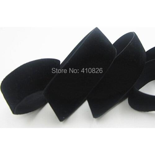 Q&N ribbon 1.5inch 38mm single faced nylon non elastic velvet ribbon solid black Nylon Webbing 50yards/lot