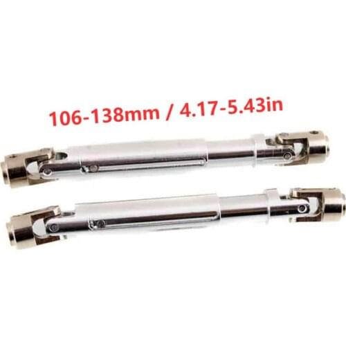 RCTOYFUN 2pcs 106-138mm Silver Metal Universal Drive Shaft Remodel Accessories For 1/10 RC SCX10 D90 RC4WD HSP94180 180011 18027