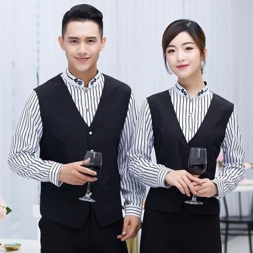 Long Sleeve Waitress Uniform Jacket KTV Night Club Catering Restaurant Women Work Clothes Cafe Waiter Men Overalls Coat H2405