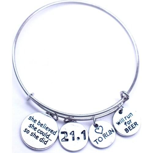 Mixed Accessories DIY She Believed She Could So She Did 21.1 Run For Beer Gym Run Sport Bangles