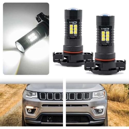 2pcs Xenon White 5202 PSX24W LED Bulbs Jeep Compass 2017 2018 2019 LED Daytime Running Light Canbus No Error DRL Lamp