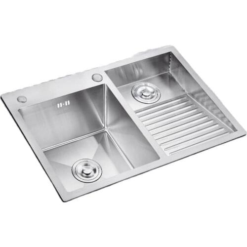 Laundry Tub Single Slot Thickened Sink 304 Stainless Steel Manual Laundry Sink with Washboard Integrated Balcony Double Bowl