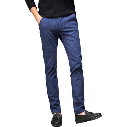 Spring new elastic Slim small straight pants mens cotton versatile casual pants multicolor pants