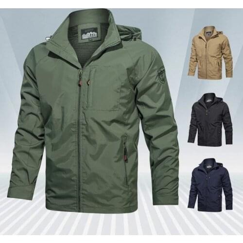 Mens Softshell Jacket Autumn Windbreaker Jackets Men Breathable Spring Military Hooded Windproof Outdoor Sport Waterproof Coats