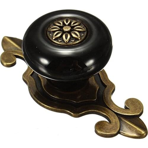 Vintage Ceramic Door Knobs Drawer Cabinet Cupboard Wardrobe Pull Handle Black+Bronze CNIM Hot