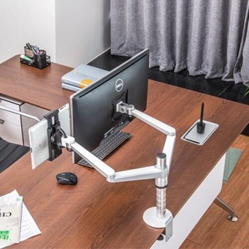 OA-8Z 360 rotate aluminum 9inch 10inch 27inch dual arm monitor table bracket 9-10 inch single pad desktop mount laptop stand
