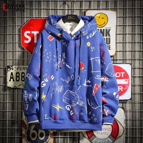 WWKK 2021 Casual Thick Hoodies Oversized Fashion Sweatshirt Graffiti Men Women Autumn Winter Plus Size Japanese Streetwear