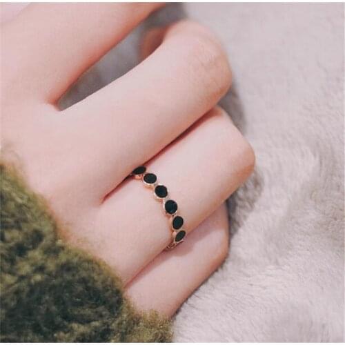 YUN RUO 2020 Black Enamel Ring Rose Gold Color Fashion 316 L Titanium Steel Jewelry Birthday Gift Woman Never Fade Drop Shipping