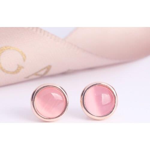 DIWENFU 14K Rose Gold Jewerly Rose Quartz Stone Stud Earring Women Aros Mujer Oreja Orecchini Bizuteria Topaz Jewelry Earrings