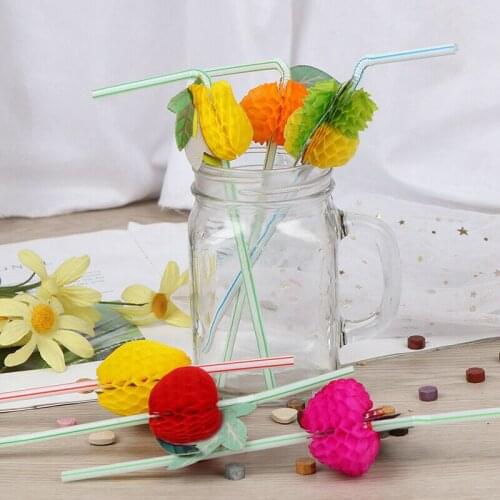 Umbrella Drinking Straws Party Decor ETP 50pc Hawaiian 3D Fruit Cocktail Straws