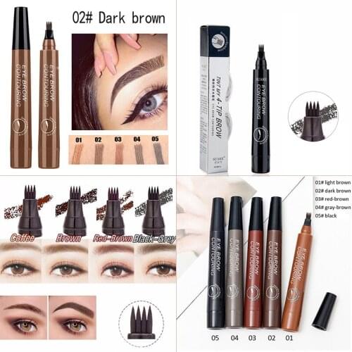 1pcs 4 Fork Tip Fine Sketch Eyebrow Pen Waterproof Non-fading Sweatproof Not Blooming Easy To Color Cosmetics Maquiagem TSLM1