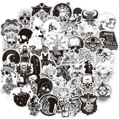 10/30/50PCS New Black Horror Gothic Skull Creative Graffiti Fridge Motorcycle Laptop Waterproof Sticker Decoration Wholesale