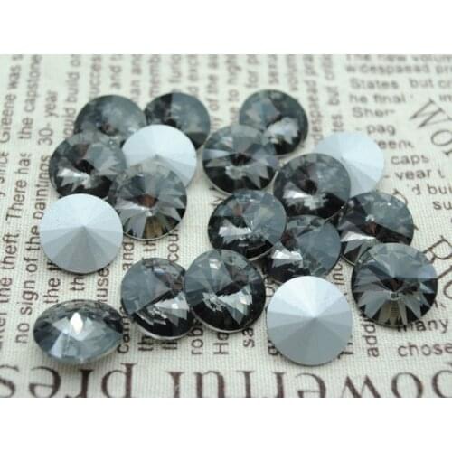 100pcs/lot Black Diamond Color 8mm,10mm,12mm,14mm,16mm,18mm,20mm Chinese Top Quality Round Fancy Stone Rivoli glass beads