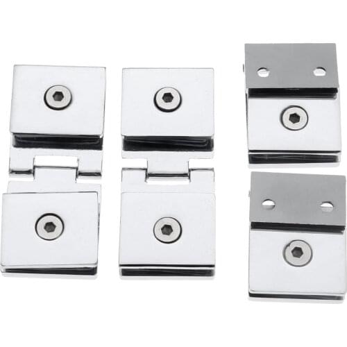 2 Pcs Stainless Steel Glass Doors Hinge Cupboard Cabinet Clip Showcase Shower Screen Partition Glazing Doors Hinge Home Hardware