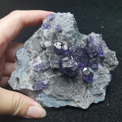 238.4gTanzanian blue fluorite and crystal symbiotic mineral stone decoration and restoration of energy geology teaching specimen
