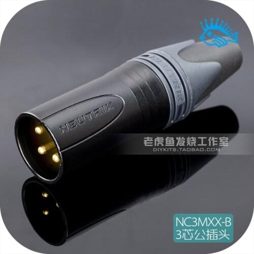 1pcs/5pcs Switzerland Neutrik NC3MXX-B three pins XLR cannon black gold plated male connector