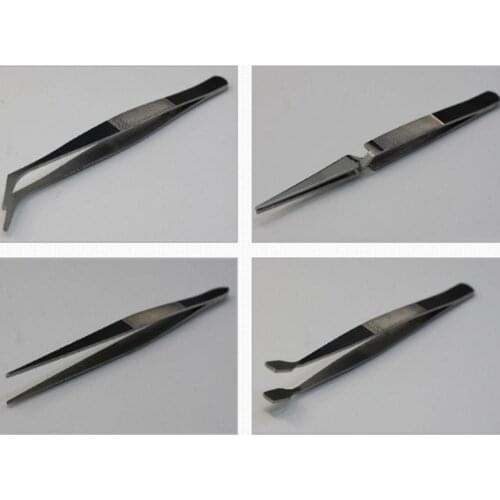 4Pcs/Set Useful Wide Applications Precision Tweezers Silver Color Electronic Repair Tweezers Sturdy for Repair