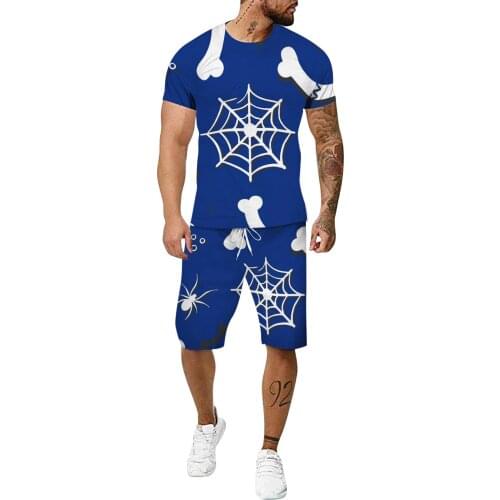 57# 2021 Summer Mens Suit T-Shirt Beach Shorts Two-Piece Sets 3D Mens Clothing Suit Large Size Outdoor Fitness Running Sets