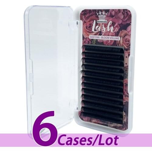 6pcs/lot MASSCAKU top quality 100% handmade eyelashes volume faux magnetic mink natural eyelashes extensions for professional
