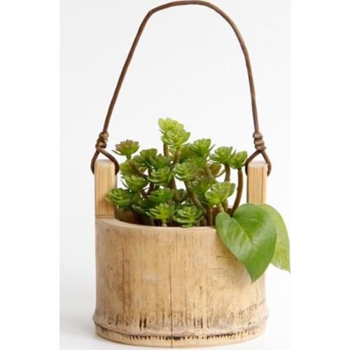 Handmade Bamboo Storage Baskets Garden Flower Vase Storage Pots Wicker Hanging Flower Pots Household Storage Baskets