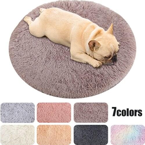 Blytieor Plush Pet Mat Dog Cat Teddy Pomeranian Bed Winter Long Plush Warm Fleece Round Pets Beds Puppy Cat Sleeping Bed Blanket