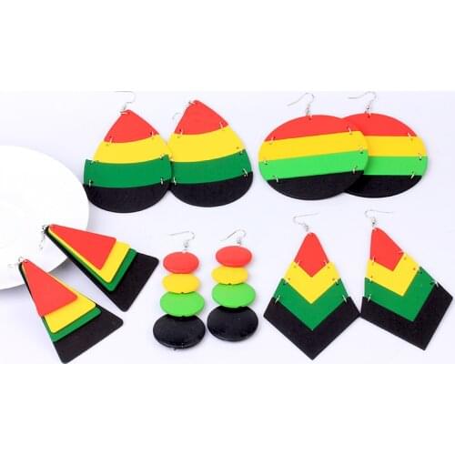 New Large Long Arrows Natural Wooden Earrings Statement Colorful Geometric Drop Earrings Boho Jewelry Gifts For Women Lady Girls