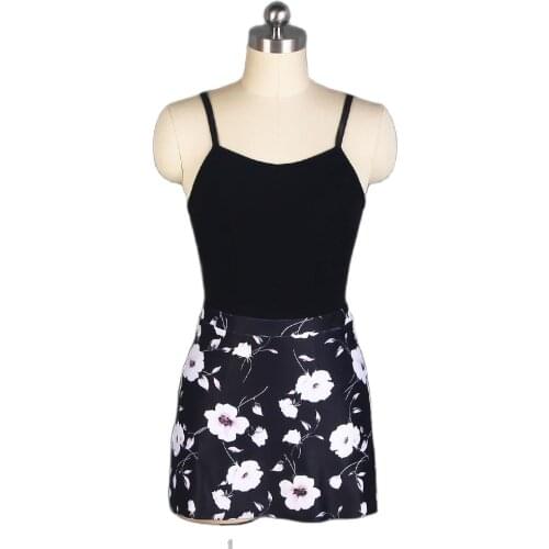 Black/Pink Flower Print Ballet lSkirt for Girls and Women Ballet Dancing Skirts Practice Leotards Drop Shipping 01D0134-1