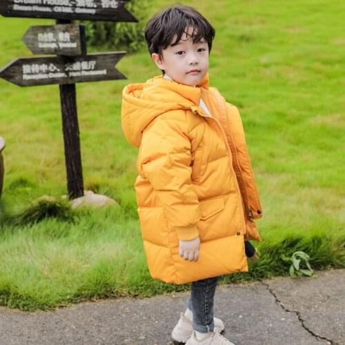 Baby Down Jacket New Winter Boys White Duck Down Hooded Jacket Childrens Clothes Cute Warm Outerwear For Girls Kids TZ770