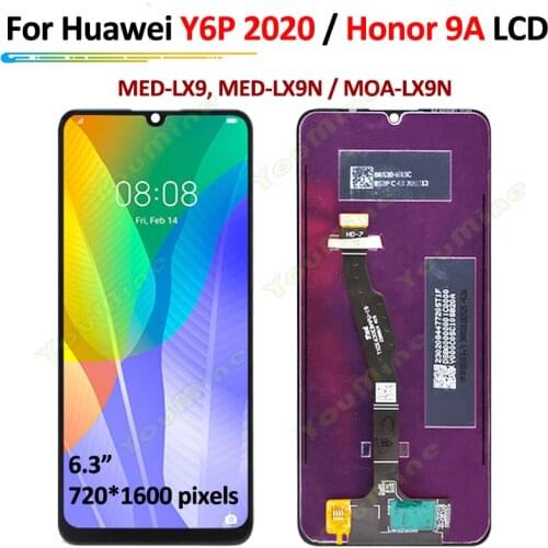 6.3" For Huawei Y6P LCD Display Touch Screen Digitizer For Huawei Y6P MED-LX9 MED-LX9N 2020 LCD Display Repair Parts
