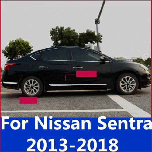 For Nissan Sentra 2013-2018 Modified special exterior side skirt anti-collision strip decoration car door bright strip
