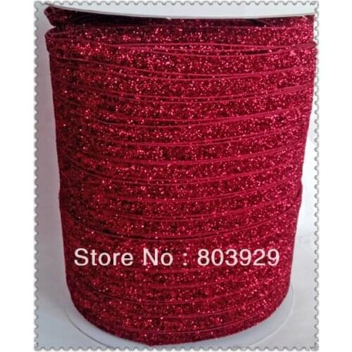 Stretch Scarlet Metallic Velvet Ribbon Velvet Glitter Ribbon 3/8" Stretch Velvet Glitter Ribbon Price Negotiated