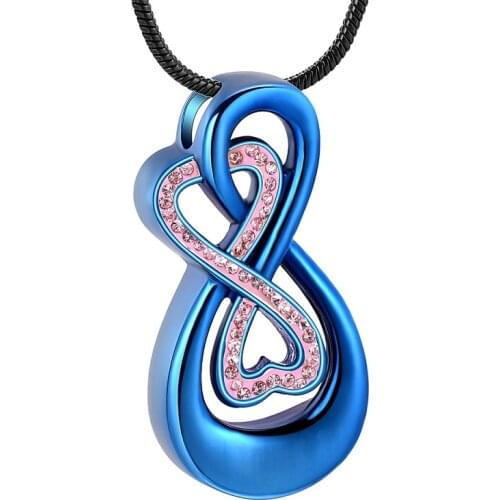 IJD10010 Infinity Keepsakes Cremation Urn Necklace Jewelry Love Me Forever for Woman/Man Human Pet Blue Pendant Ashes Jewelry