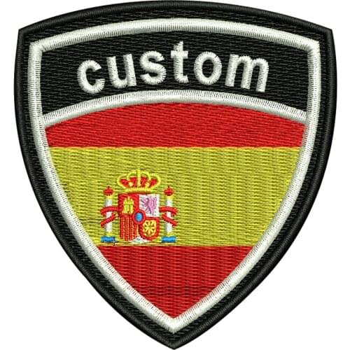 Custom SPAIN name patches tags personalized iron on hook backing embroidered